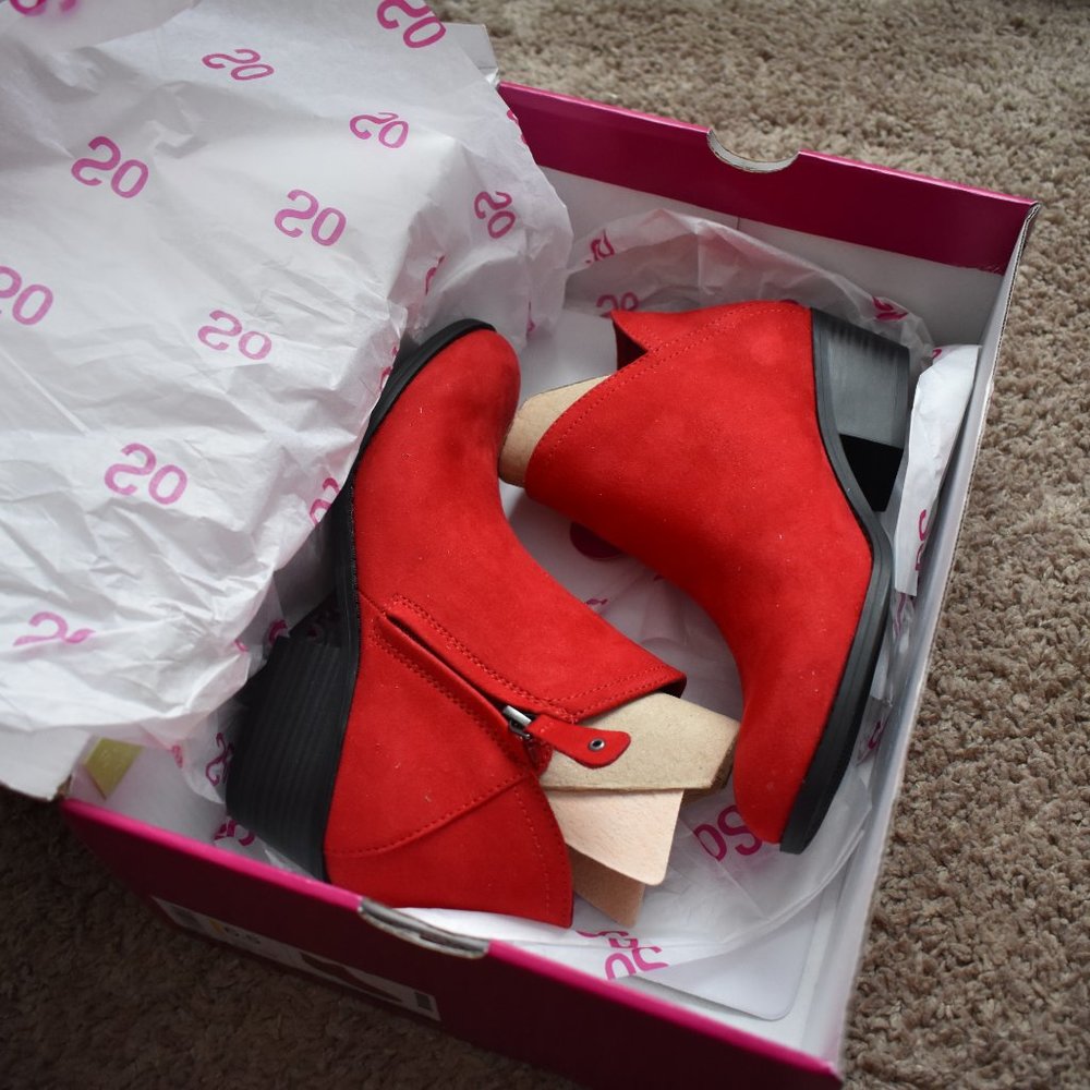 SO Red Ankle Boots Size 6.5 - Picture 2 of 8